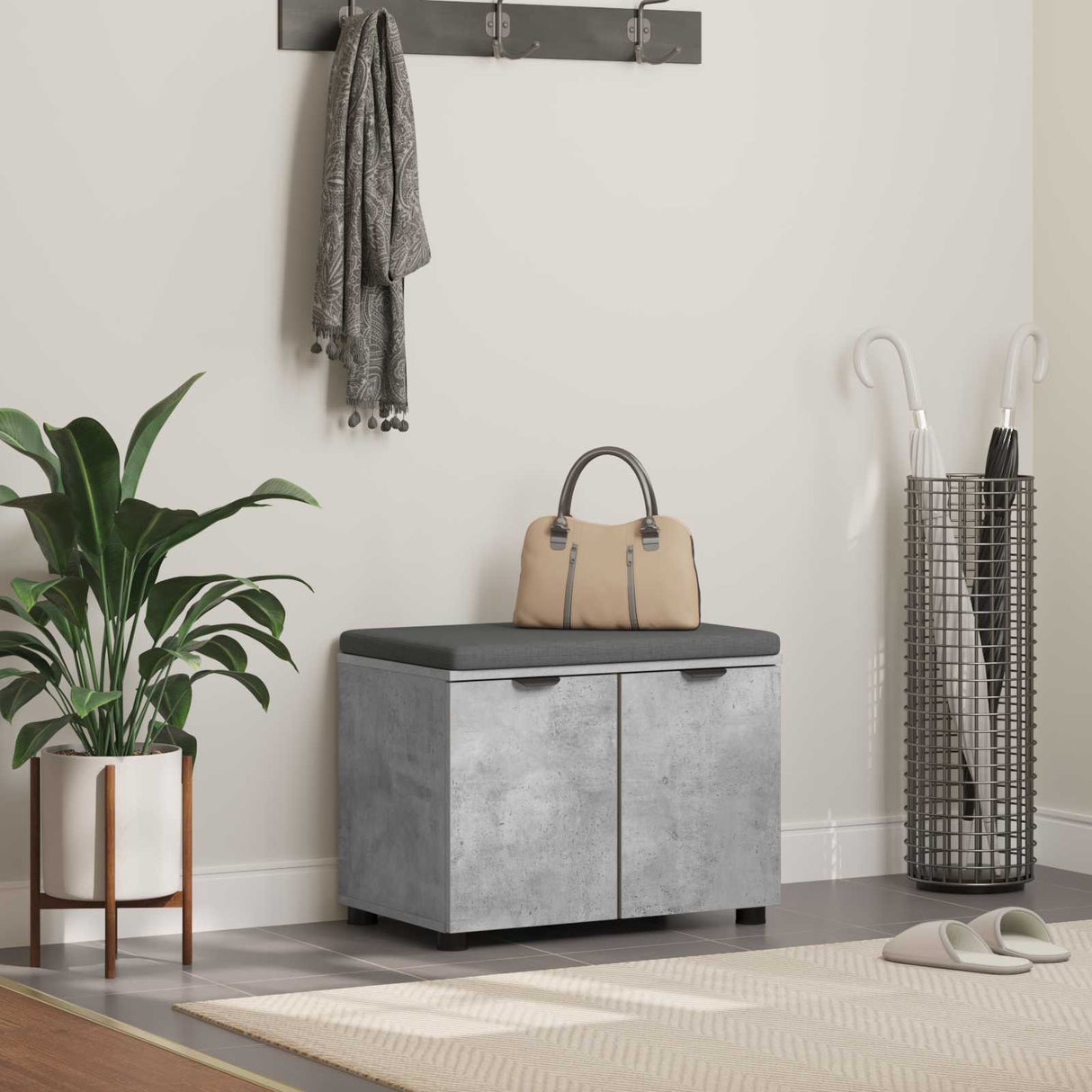 vidaXL Hallenbank Wit 60 x 38 x 46 cm Geengineerd Hout en Stof