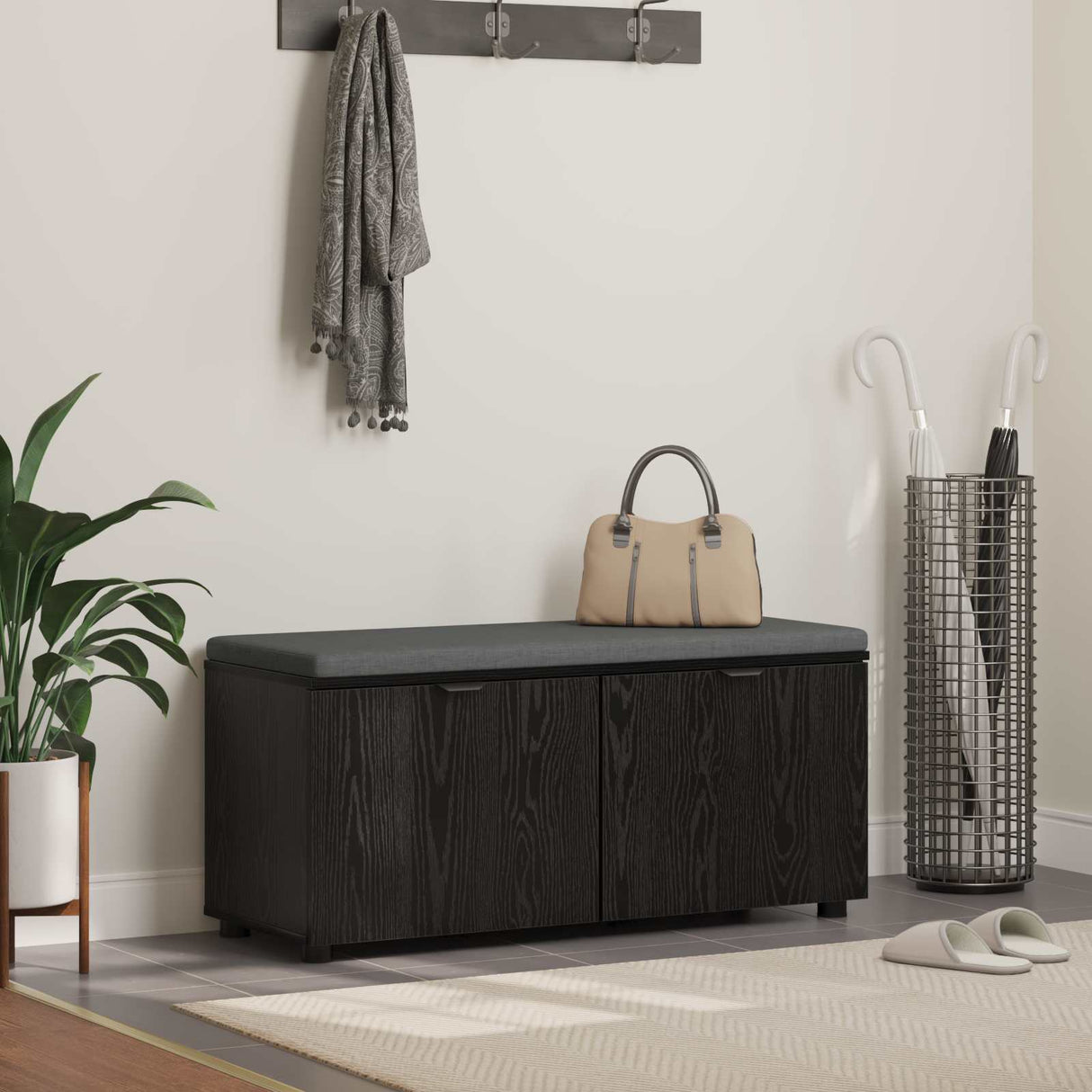 vidaXL Hallenbank Wit 60 x 38 x 46 cm Geengineerd Hout en Stof