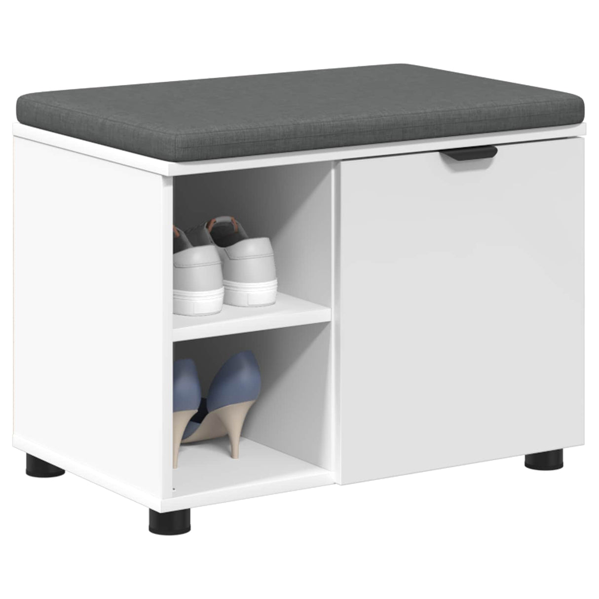 vidaXL Hallenbank Wit 60 x 38 x 46 cm Geengineerd Hout en Stof