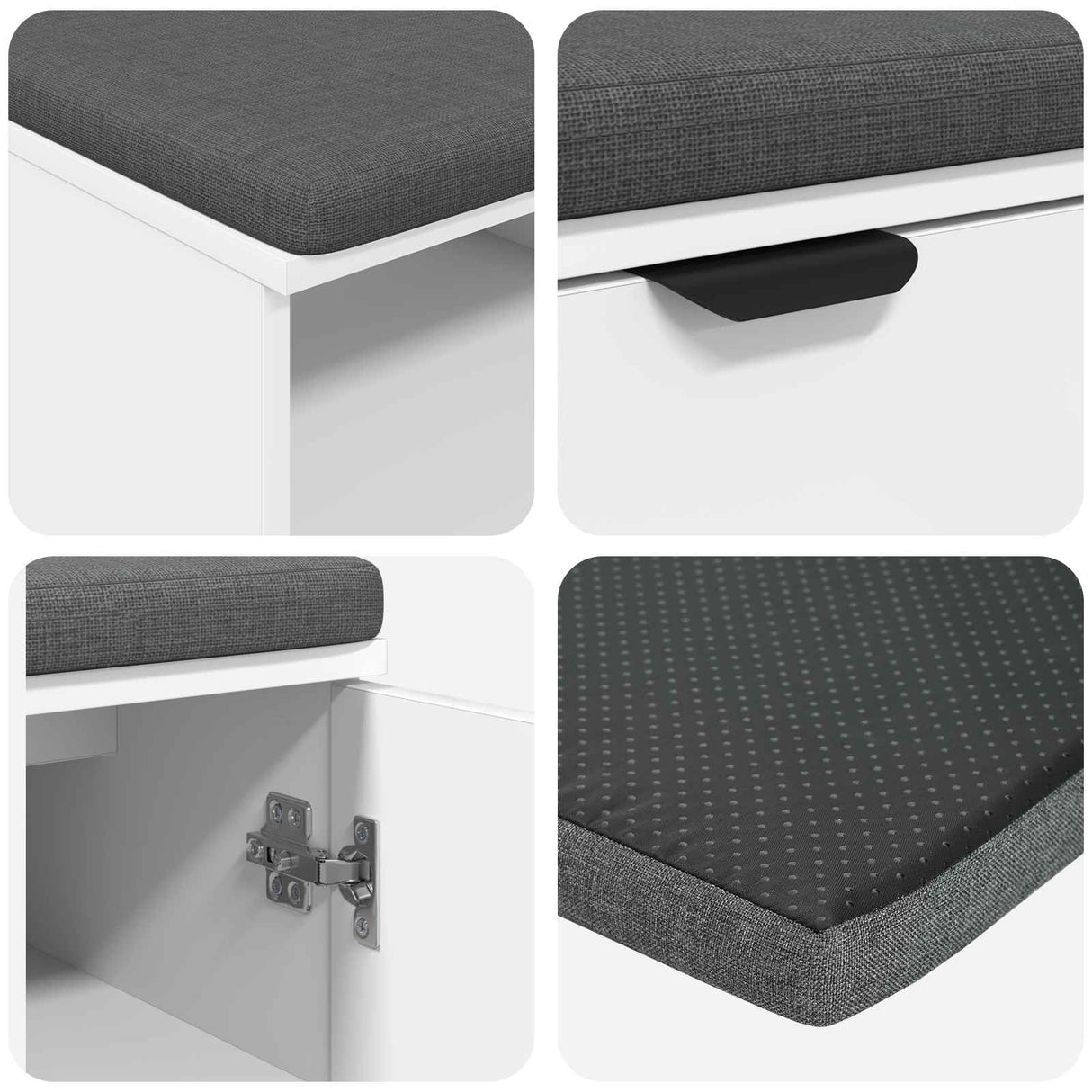 vidaXL Hallenbank Wit 60 x 38 x 46 cm Geengineerd Hout en Stof