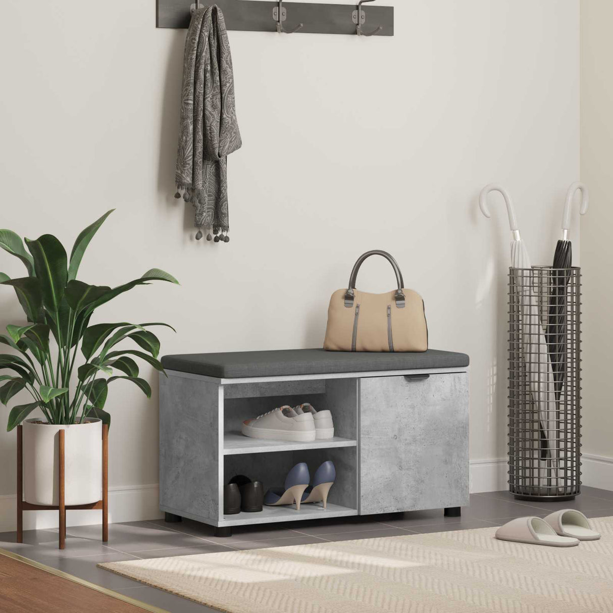 vidaXL Hallenbank Wit 60 x 38 x 46 cm Geengineerd Hout en Stof