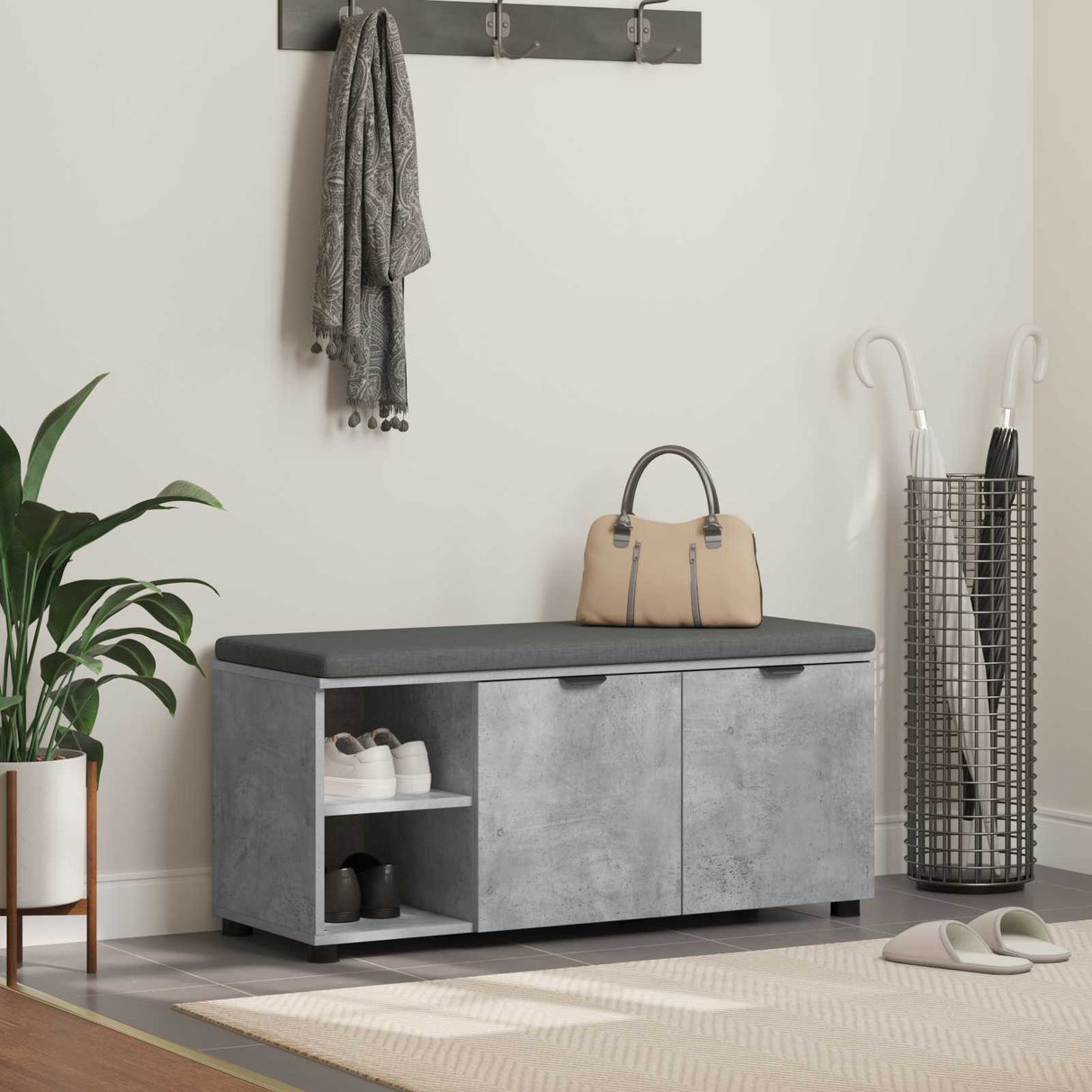 vidaXL Hallenbank Wit 60 x 38 x 46 cm Geengineerd Hout en Stof