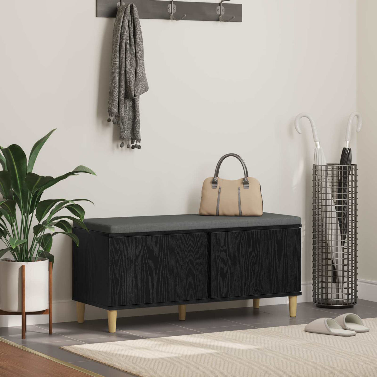 vidaXL Hallway Bench White 60 x 38 x 46 cm Engineered Wood and Fabric