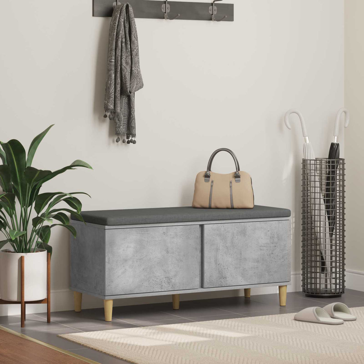 vidaXL Hallway Bench White 60 x 38 x 46 cm Engineered Wood and Fabric