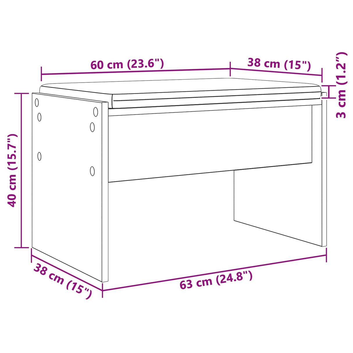 vidaXL Hallway Bench with Cushion White 63 x 38 x 40 cm