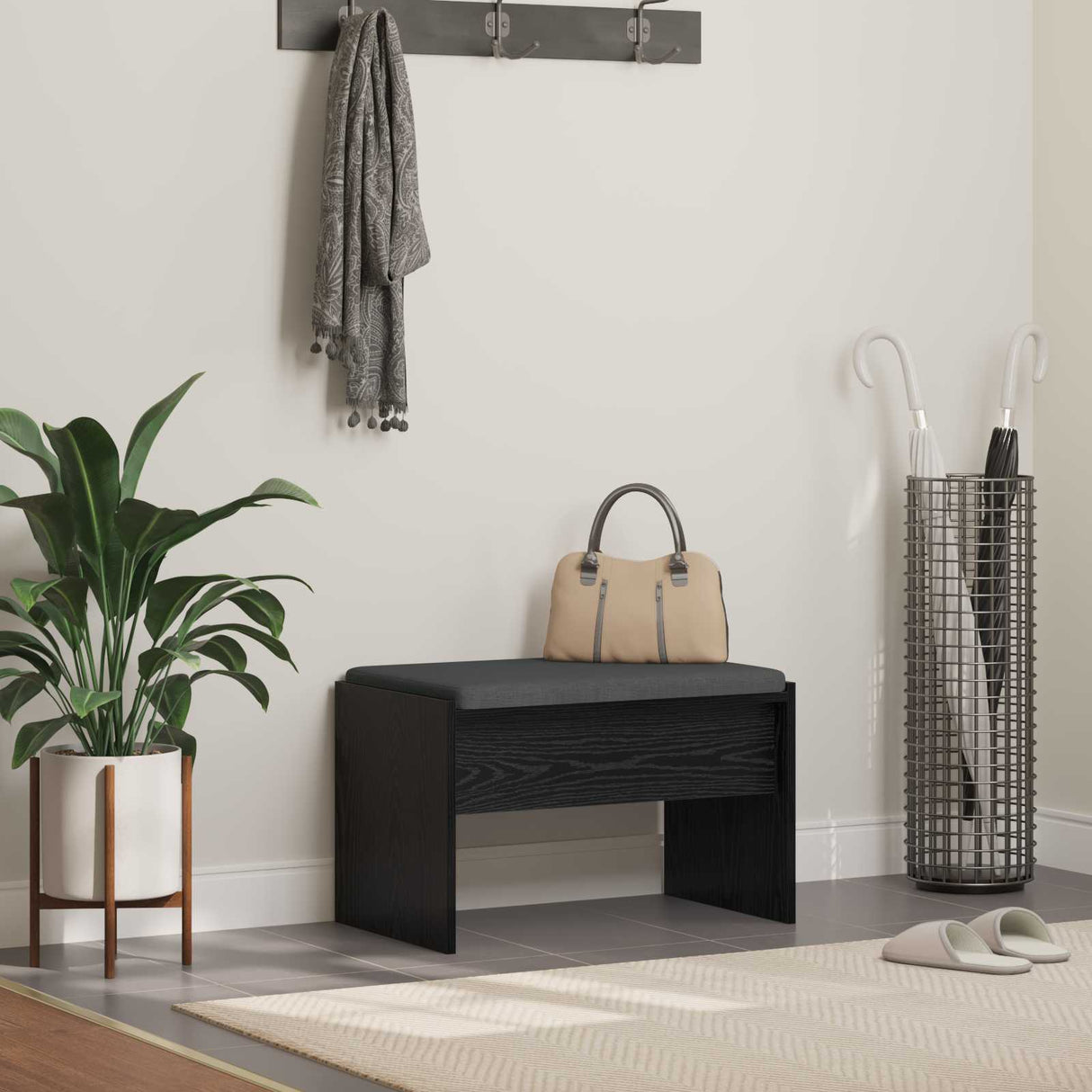 vidaXL Hallway Bench with Cushion White 63 x 38 x 40 cm