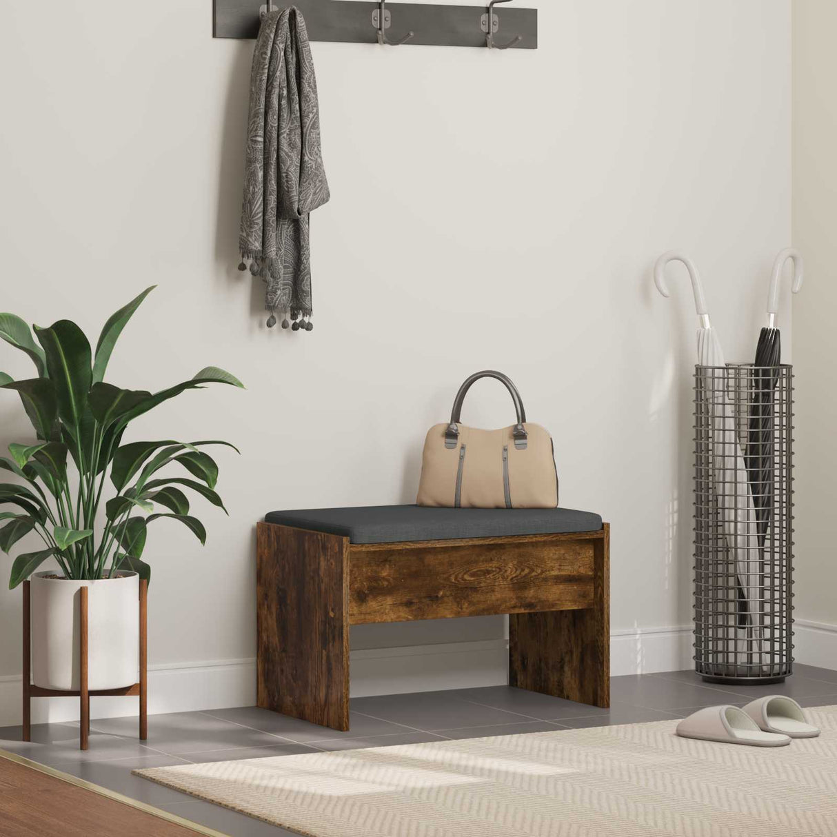 vidaXL Hallway Bench with Cushion White 63 x 38 x 40 cm