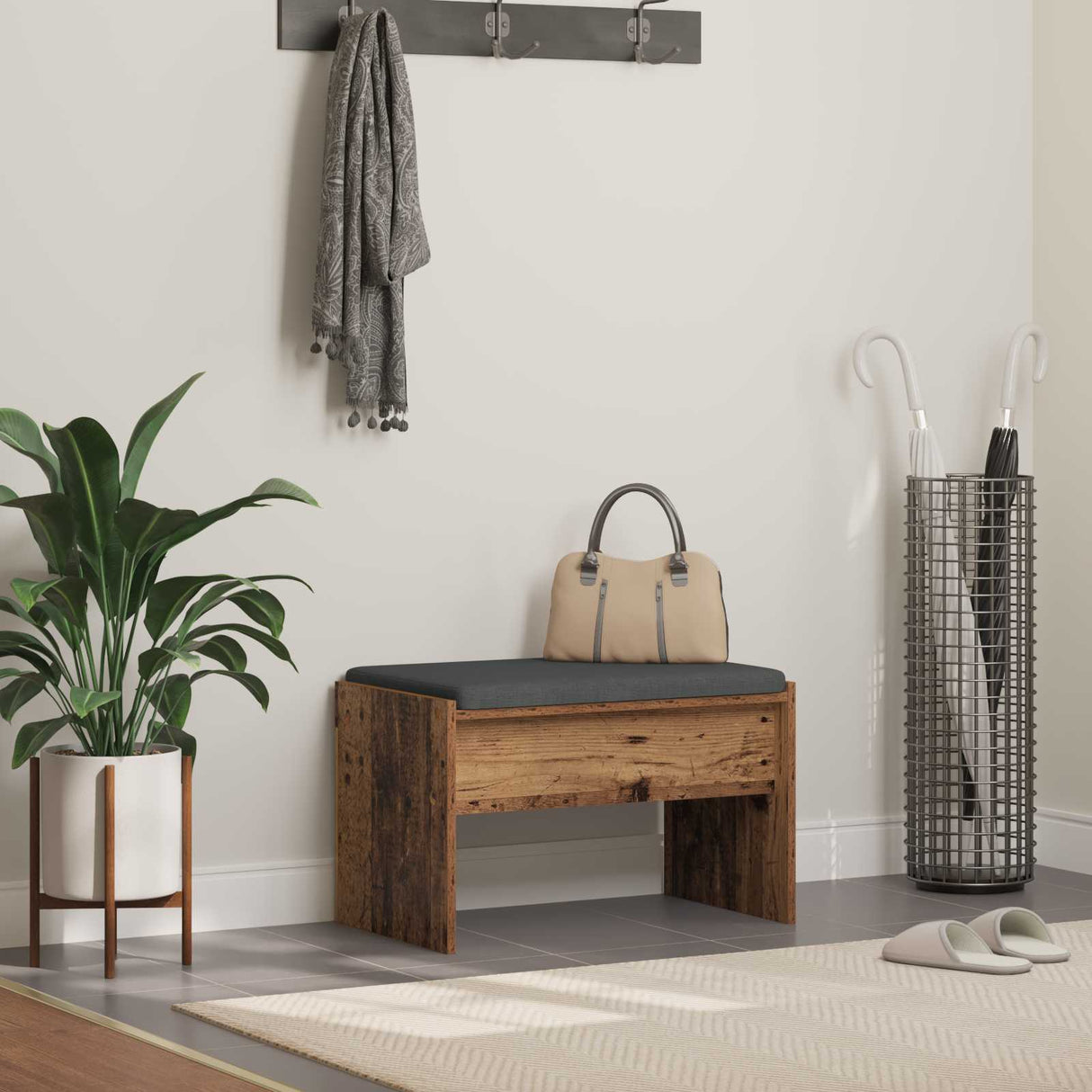 vidaXL Hallway Bench with Cushion White 63 x 38 x 40 cm