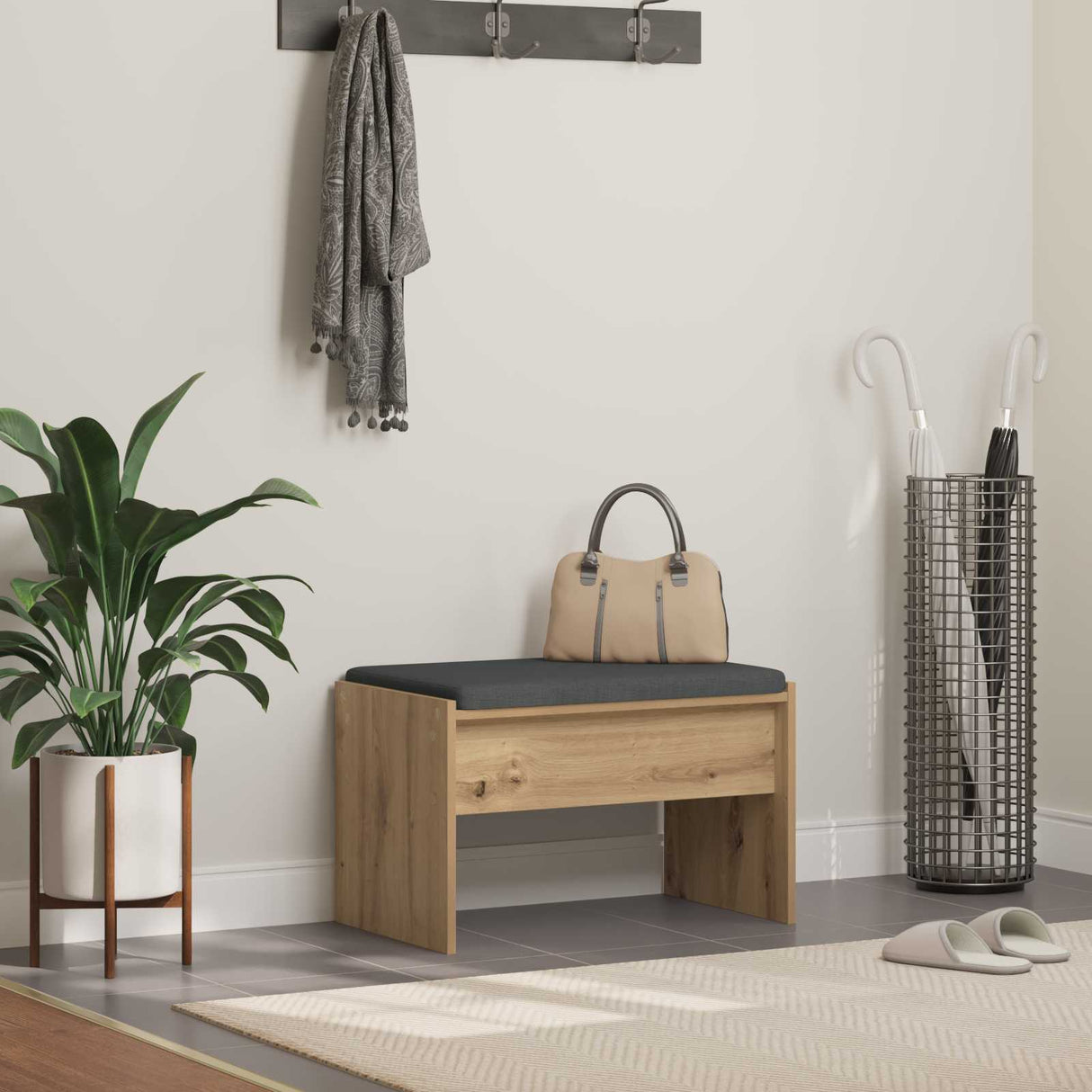 vidaXL Hallway Bench with Cushion White 63 x 38 x 40 cm