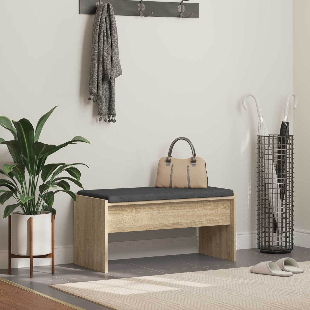 vidaXL Hallway Bench with Cushion White 63 x 38 x 40 cm