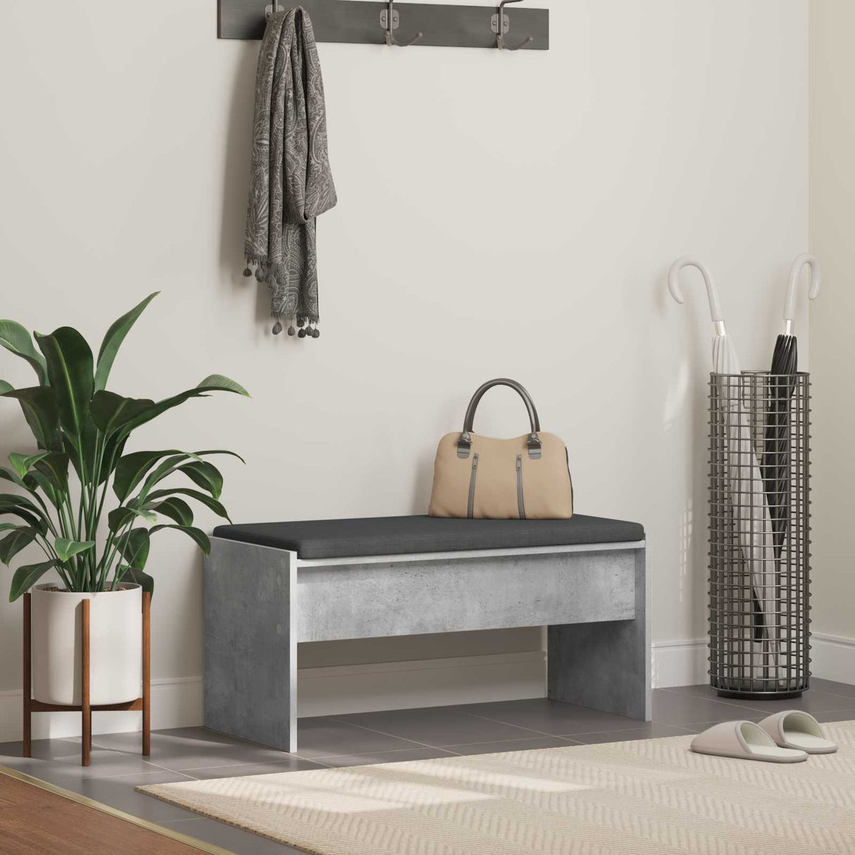 vidaXL Hallway Bench with Cushion White 63 x 38 x 40 cm