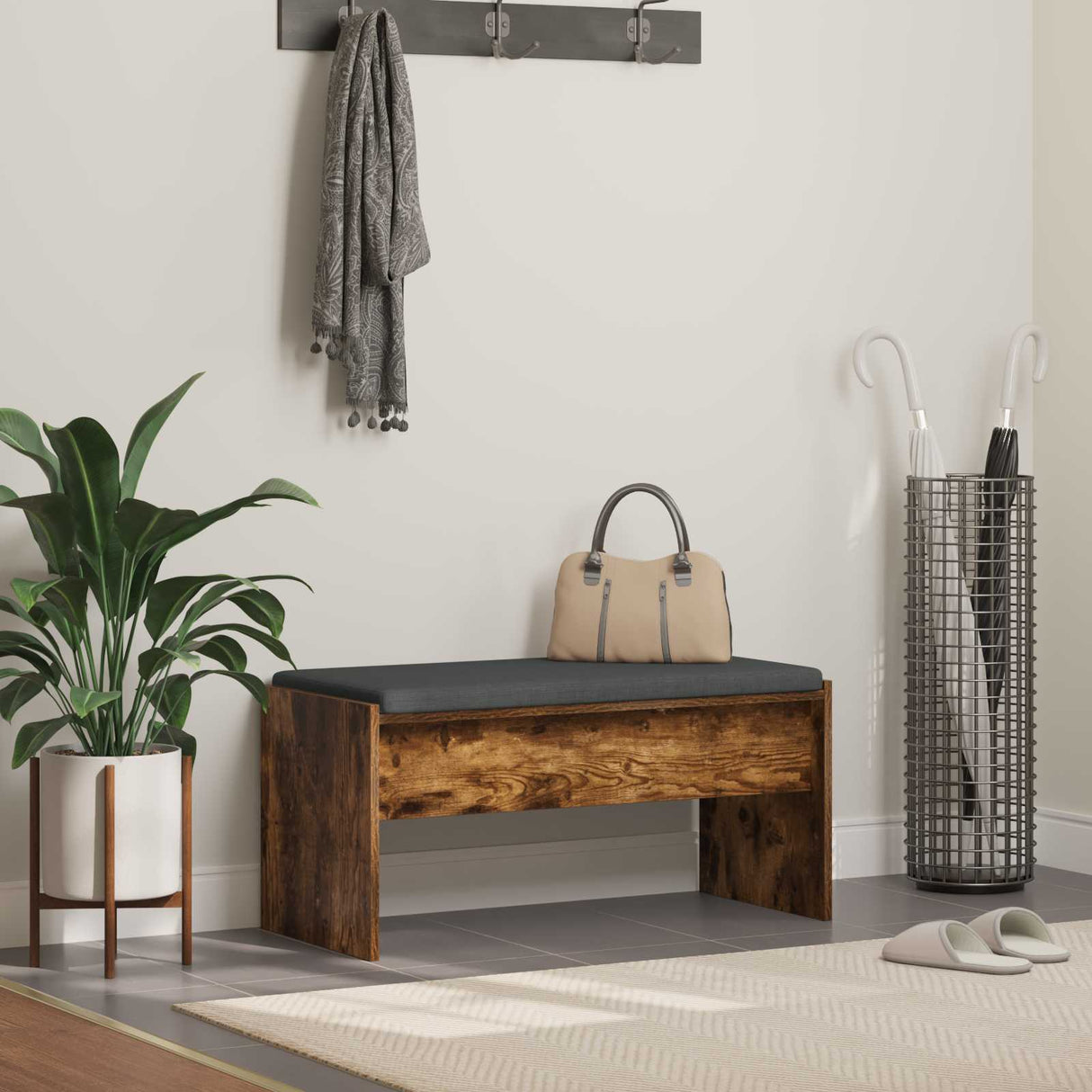 vidaXL Hallway Bench with Cushion White 63 x 38 x 40 cm