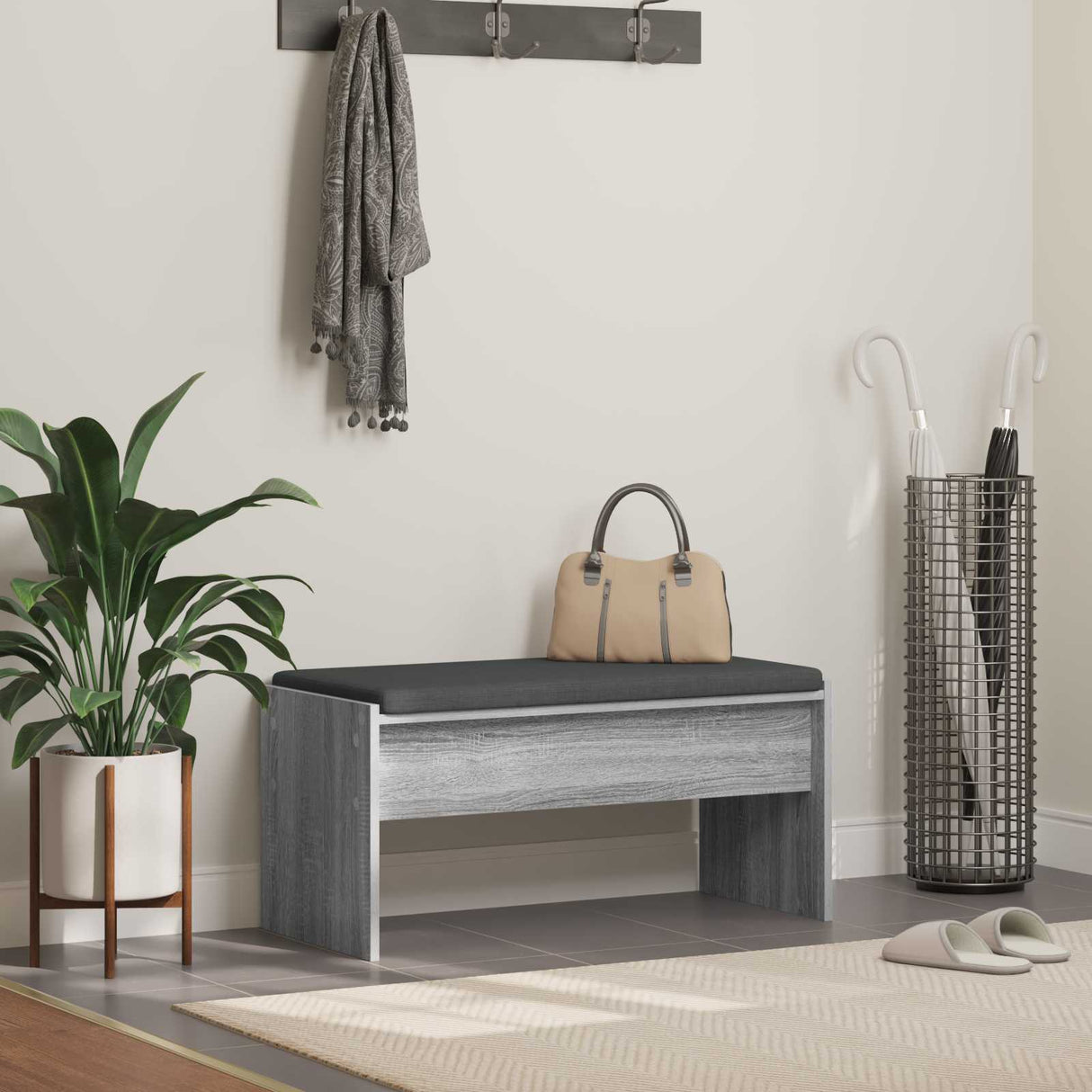 vidaXL Hallway Bench with Cushion White 63 x 38 x 40 cm