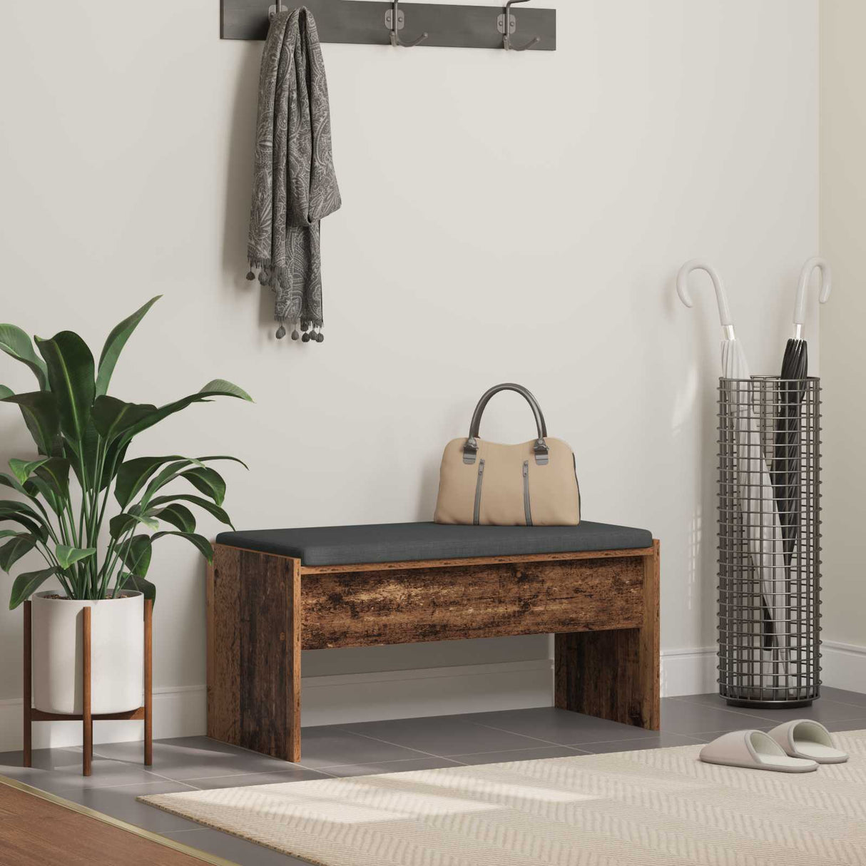 vidaXL Hallway Bench with Cushion White 63 x 38 x 40 cm