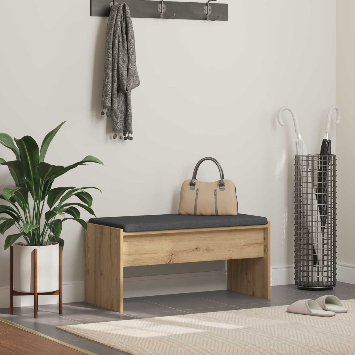 vidaXL Hallway Bench with Cushion White 63 x 38 x 40 cm