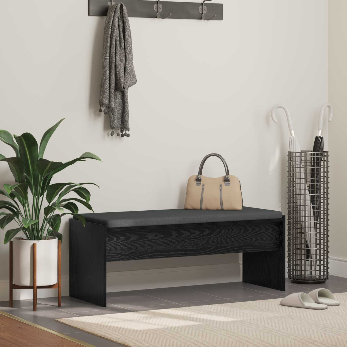 vidaXL Hallway Bench with Cushion White 63 x 38 x 40 cm