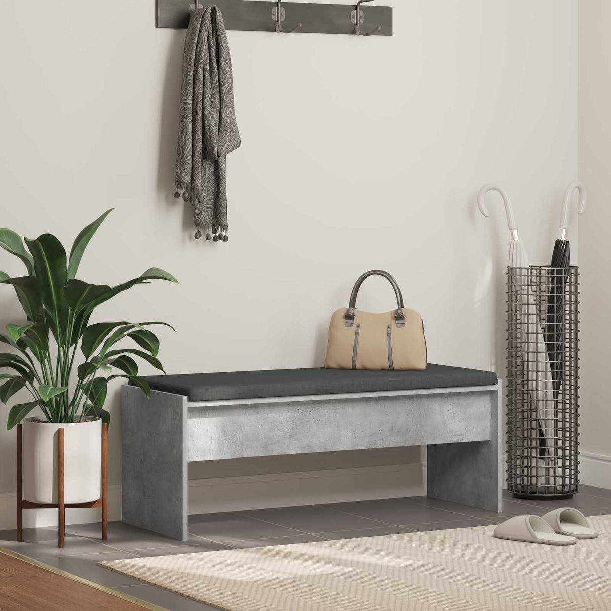 vidaXL Hallway Bench with Cushion White 63 x 38 x 40 cm