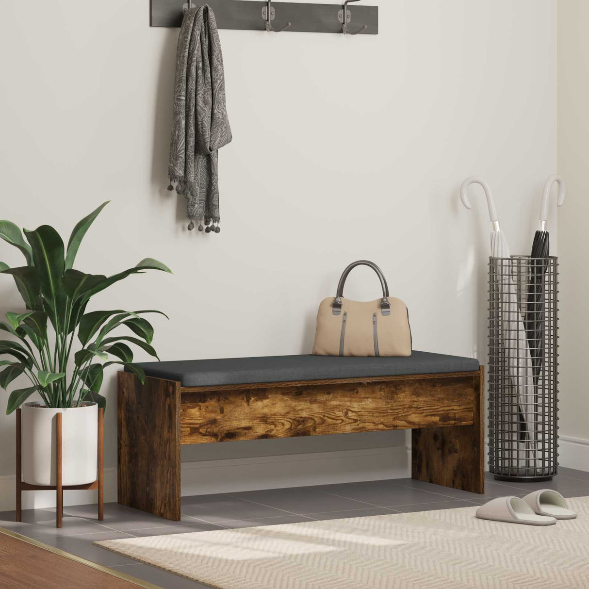 vidaXL Hallway Bench with Cushion White 63 x 38 x 40 cm