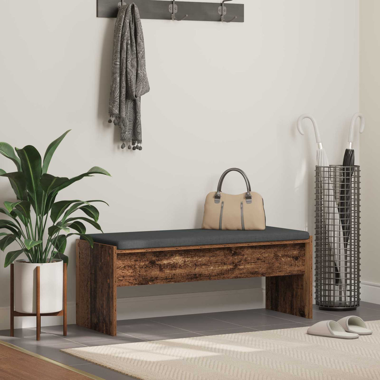 vidaXL Hallway Bench with Cushion White 63 x 38 x 40 cm