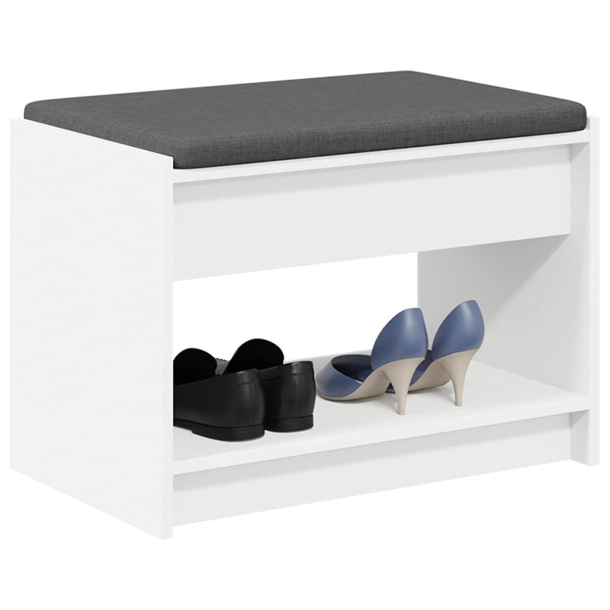 vidaXL Hallenbank Wit 63 x 38 x 45 cm Geengineerd Hout en Stof