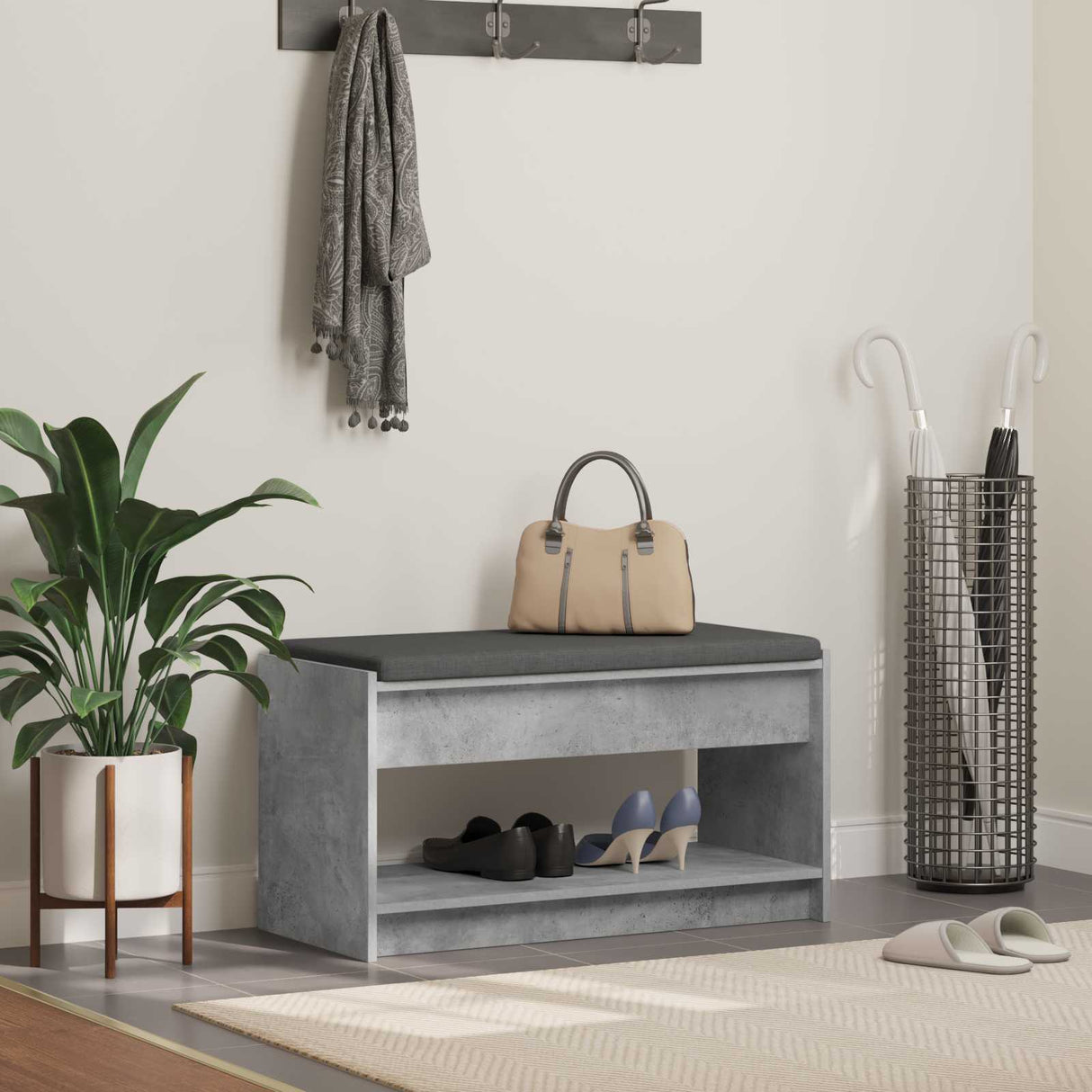 vidaXL Hallenbank Wit 63 x 38 x 45 cm Geengineerd Hout en Stof