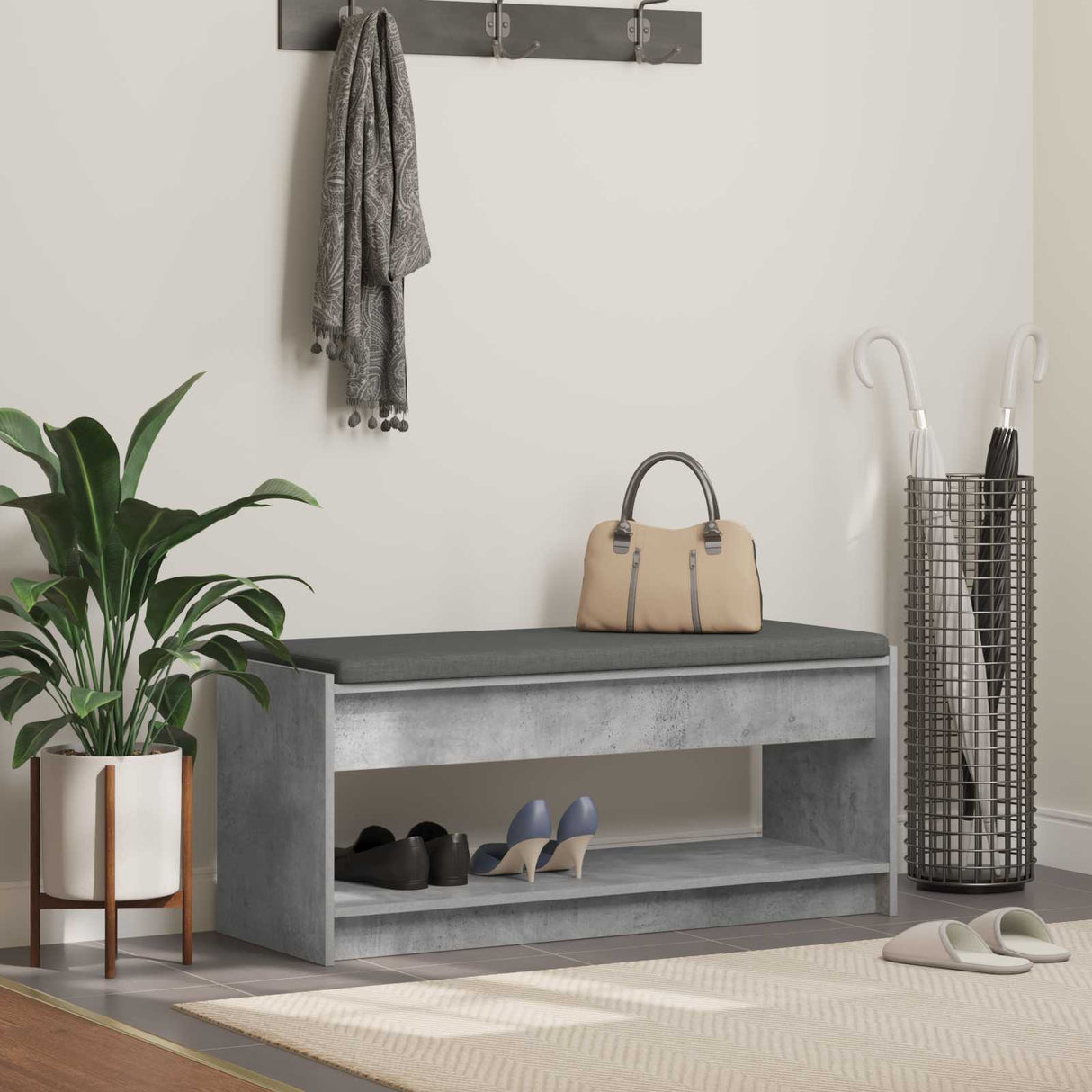 vidaXL Hallenbank Wit 63 x 38 x 45 cm Geengineerd Hout en Stof