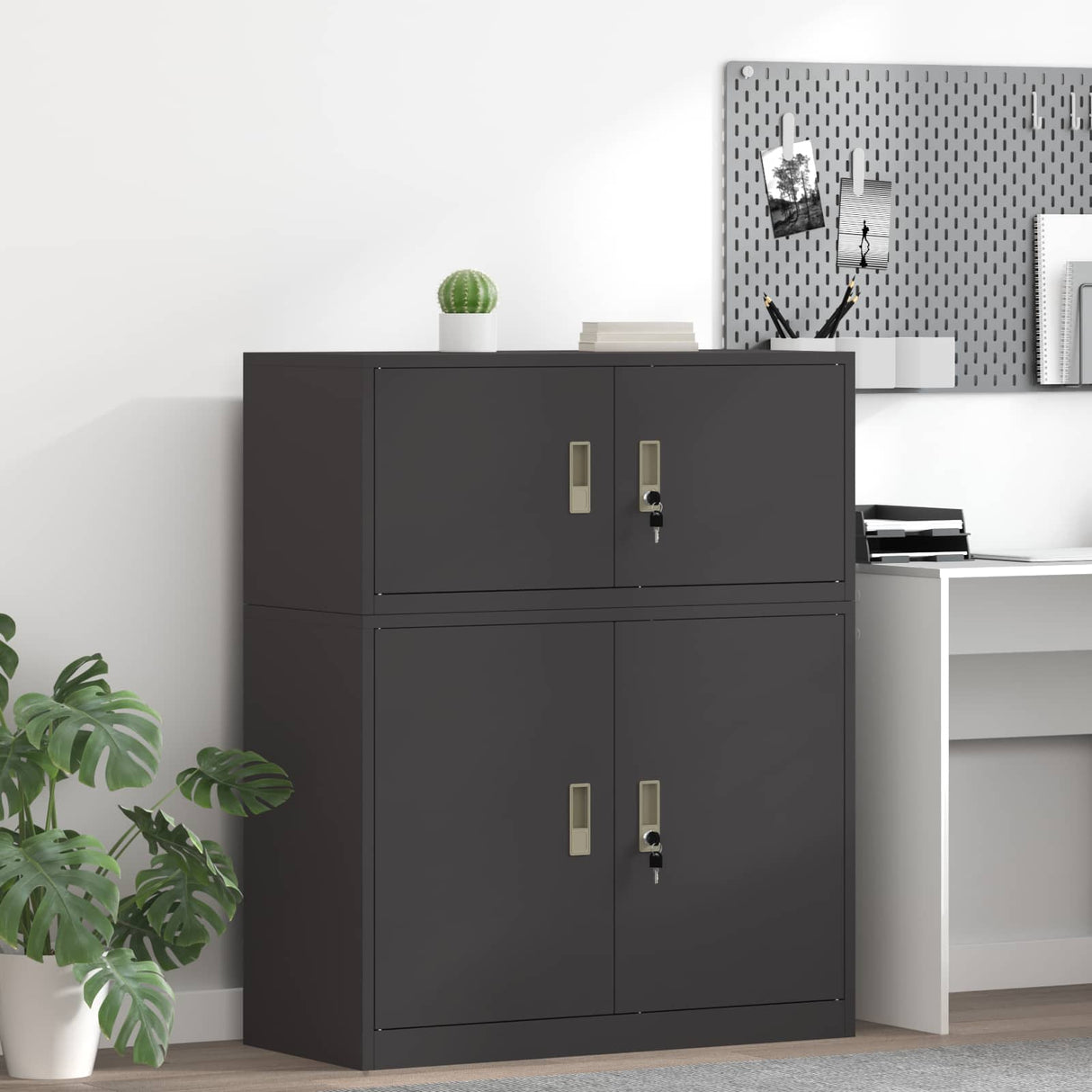 vidaXL Opbergkast Zwart 90 x 40 x 140 cm Staal