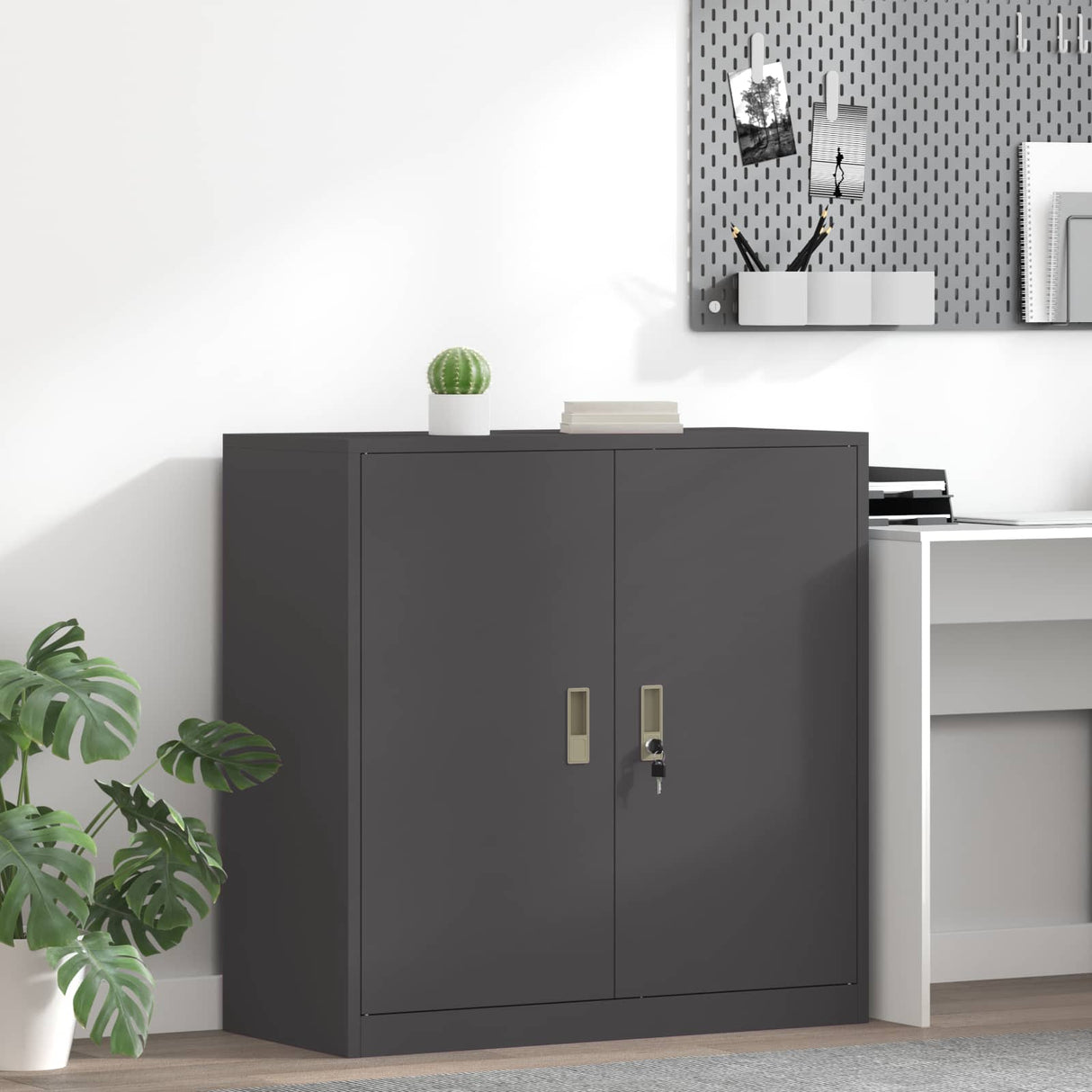 vidaXL Opbergkast Zwart 90 x 40 x 140 cm Staal