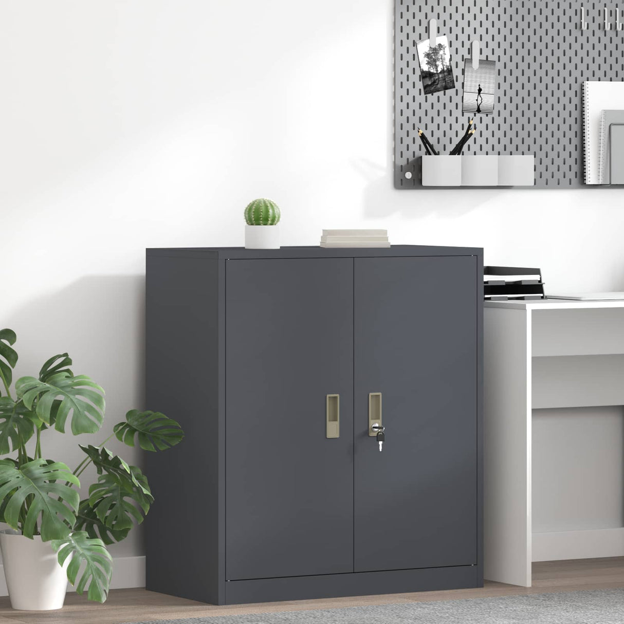 vidaXL Opbergkast Zwart 90 x 40 x 140 cm Staal