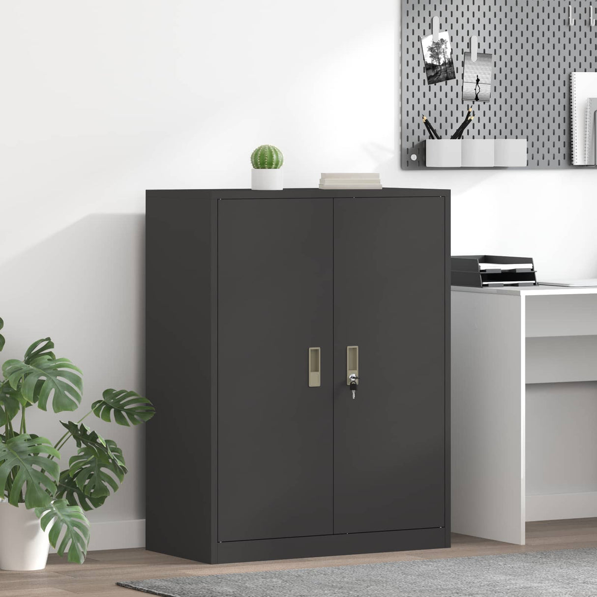 vidaXL Opbergkast Zwart 90 x 40 x 140 cm Staal