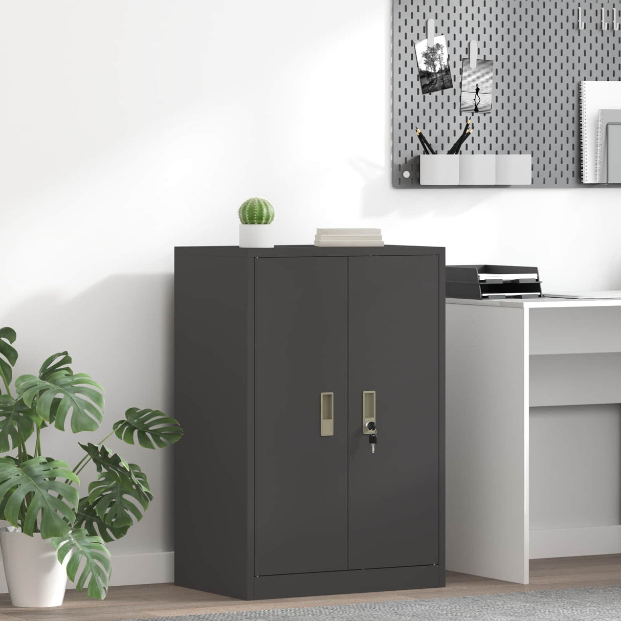 vidaXL Opbergkast Zwart 90 x 40 x 140 cm Staal