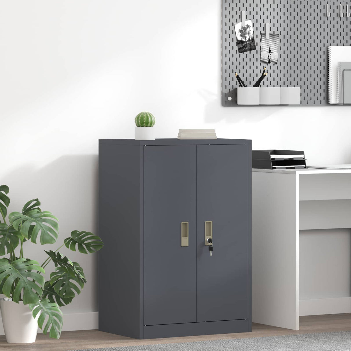 vidaXL Opbergkast Zwart 90 x 40 x 140 cm Staal