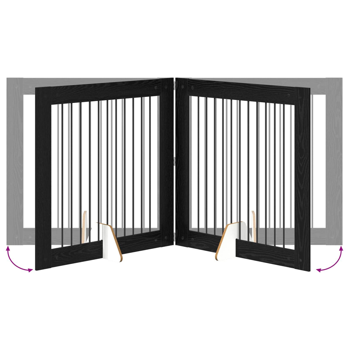 vidaXL Opvouwbaar hondenhekje met standaards 2 pcs Zwart eiken