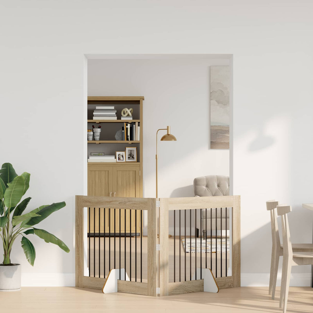 vidaXL Opvouwbaar hondenhekje met standaards 2 pcs Zwart eiken