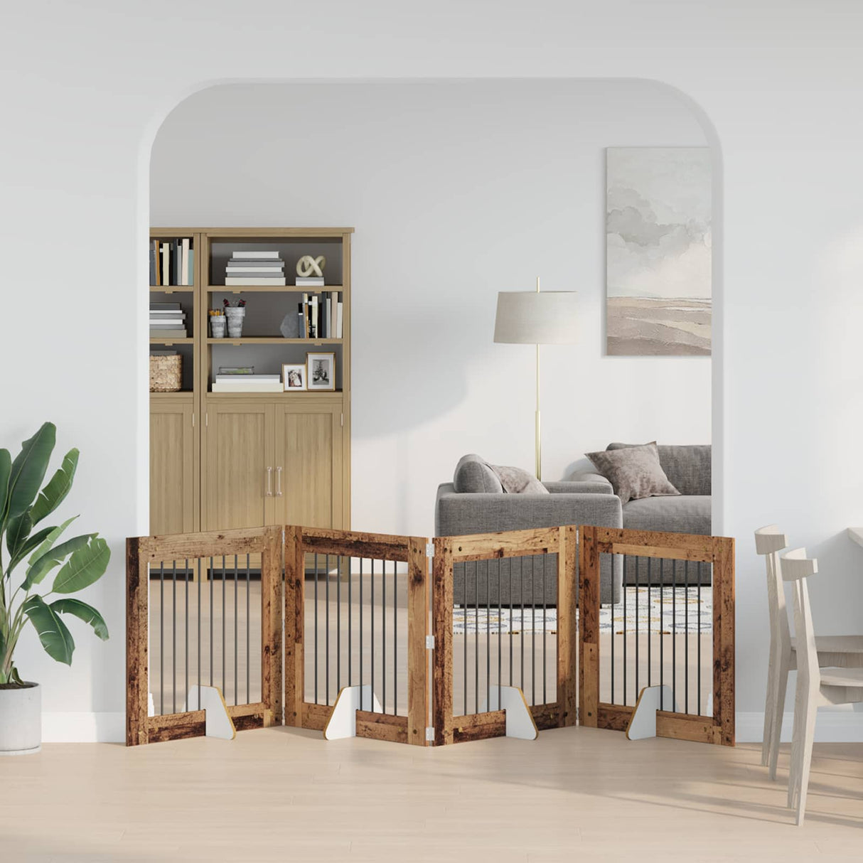 vidaXL Opvouwbaar hondenhekje met standaards 2 pcs Zwart eiken
