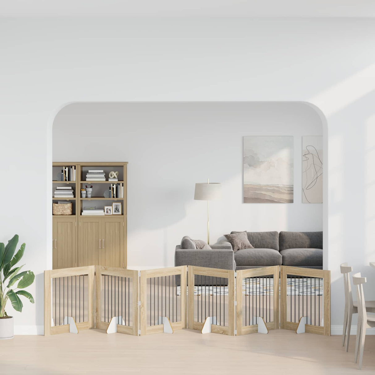vidaXL Opvouwbaar hondenhekje met standaards 2 pcs Zwart eiken
