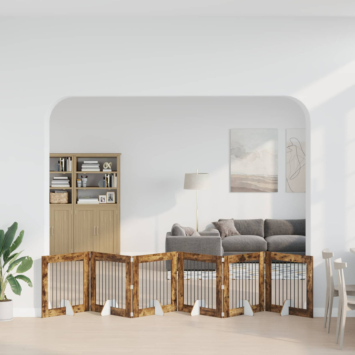 vidaXL Opvouwbaar hondenhekje met standaards 2 pcs Zwart eiken