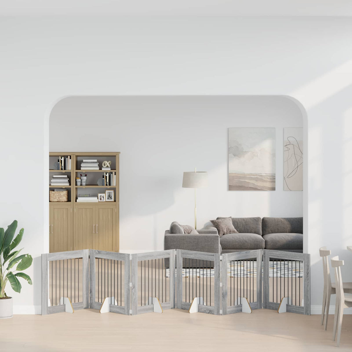 vidaXL Opvouwbaar hondenhekje met standaards 2 pcs Zwart eiken