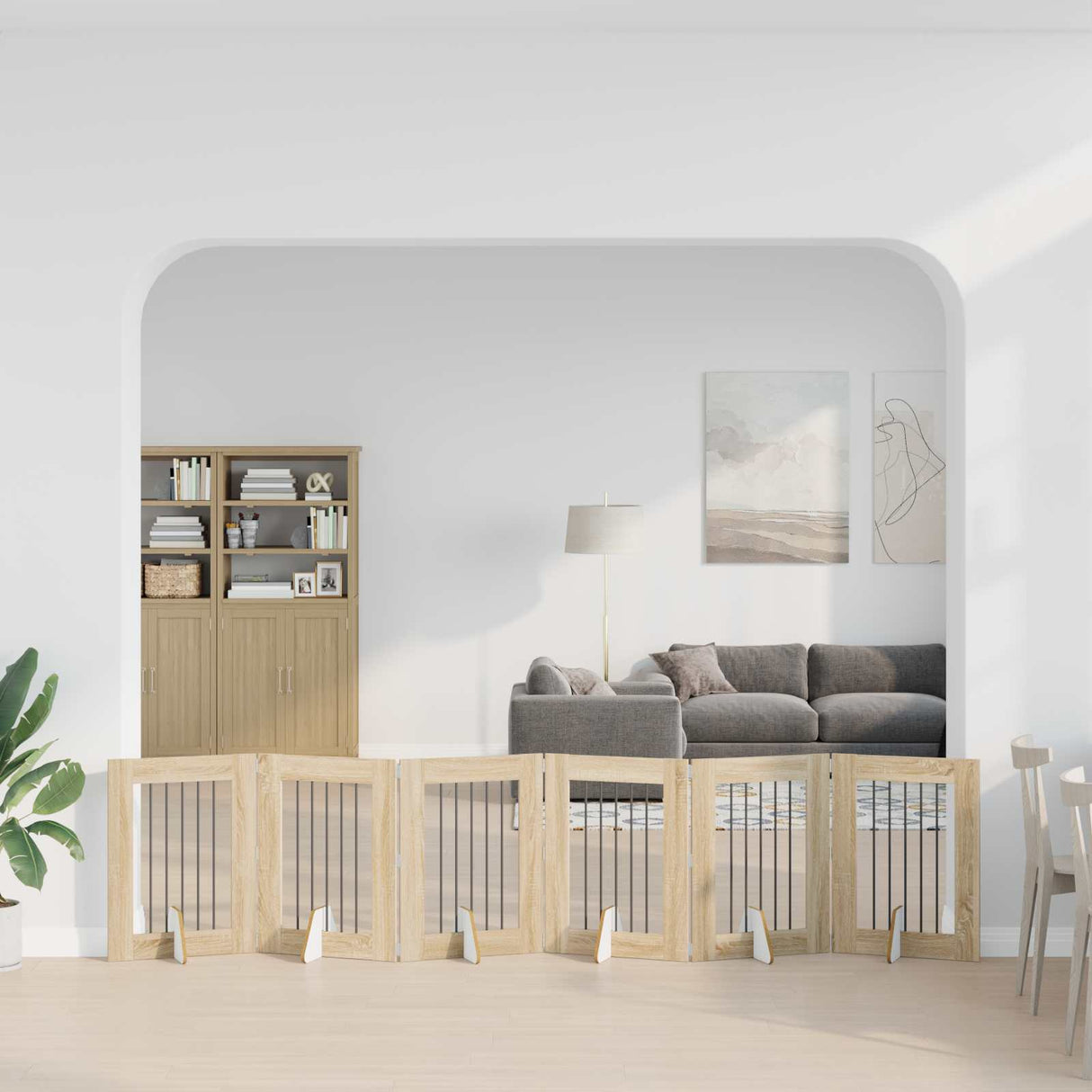 vidaXL Opvouwbaar hondenhekje met standaards 2 pcs Zwart eiken