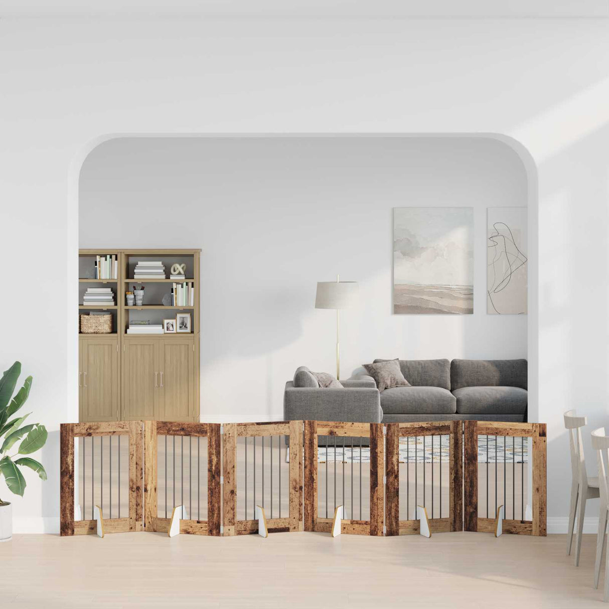 vidaXL Opvouwbaar hondenhekje met standaards 2 pcs Zwart eiken