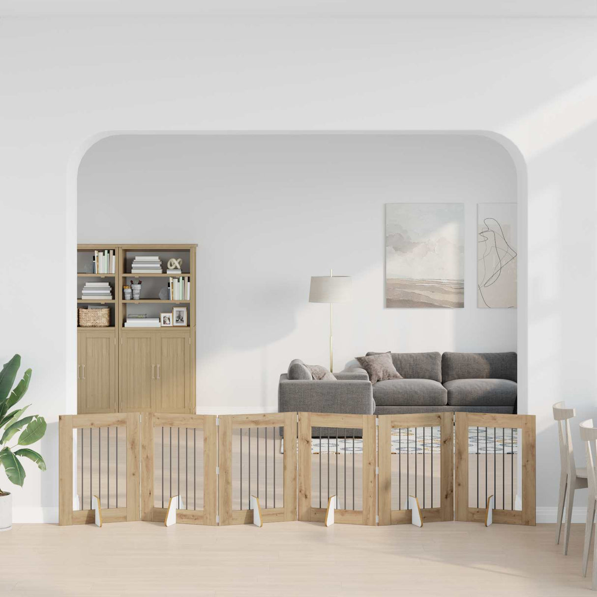 vidaXL Opvouwbaar hondenhekje met standaards 2 pcs Zwart eiken