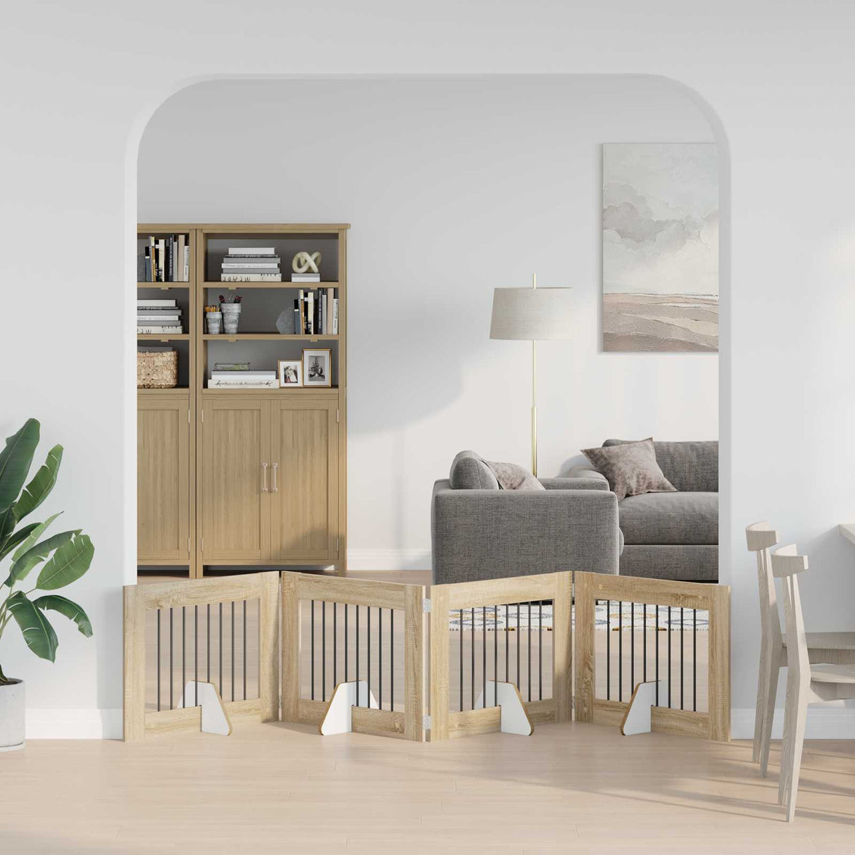 vidaXL Opvouwbaar hondenhekje met standaards 2 pcs Zwart eiken