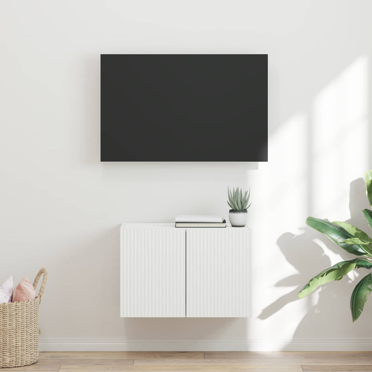 vidaXL TV Wall Cabinet Wall-Mounted White 59.5x31x40 cm Engineered Wood