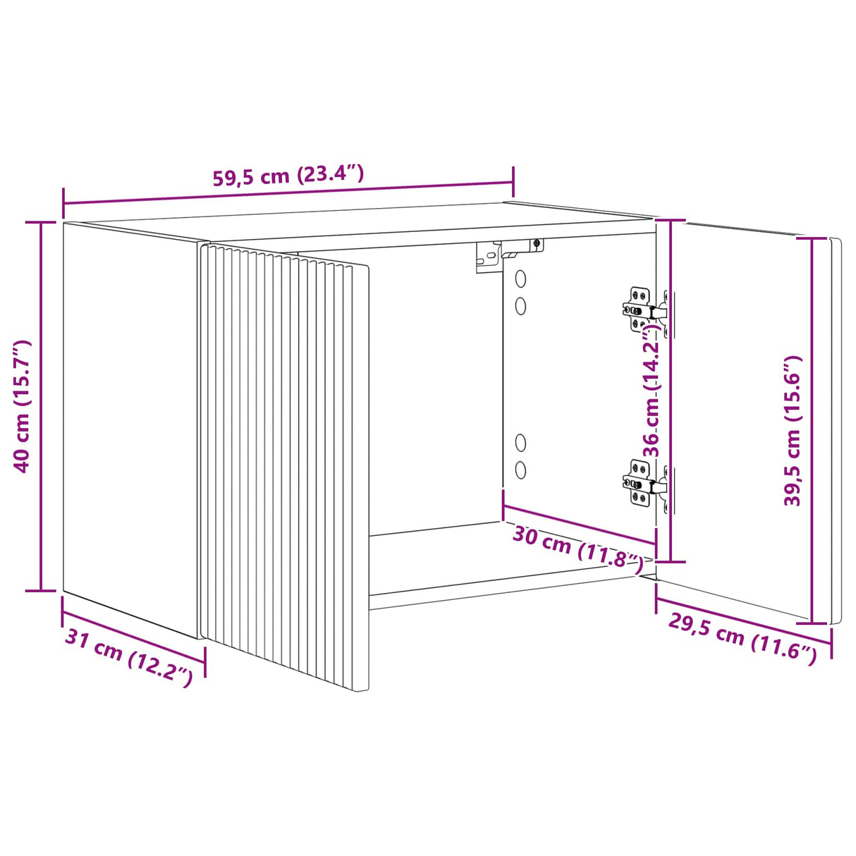 vidaXL TV Wall Cabinet Wall-Mounted White 59.5x31x40 cm Engineered Wood