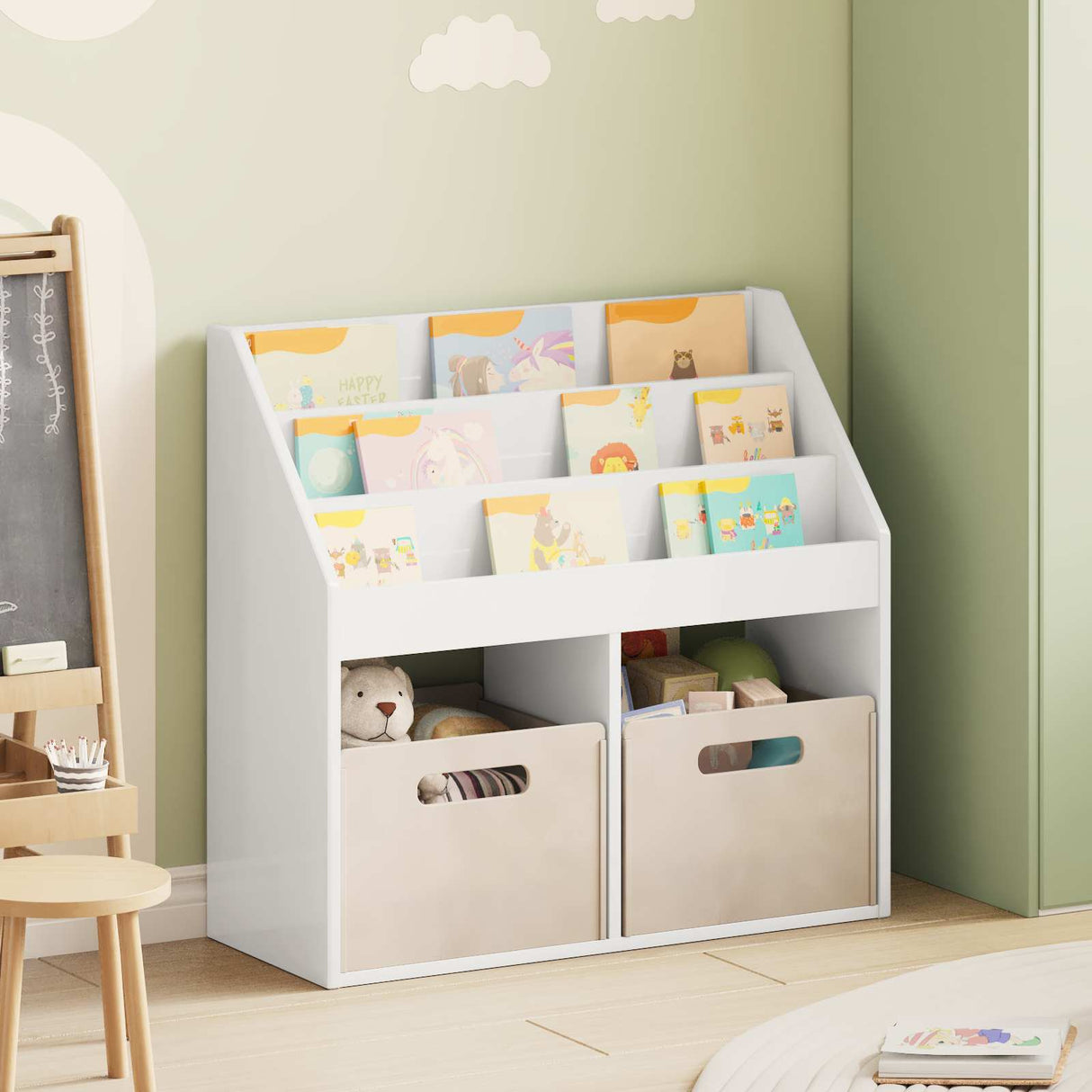 vidaXL Kinderboekenplank Wit 72,5 x 29,5 x 69 cm Bewerkt hout