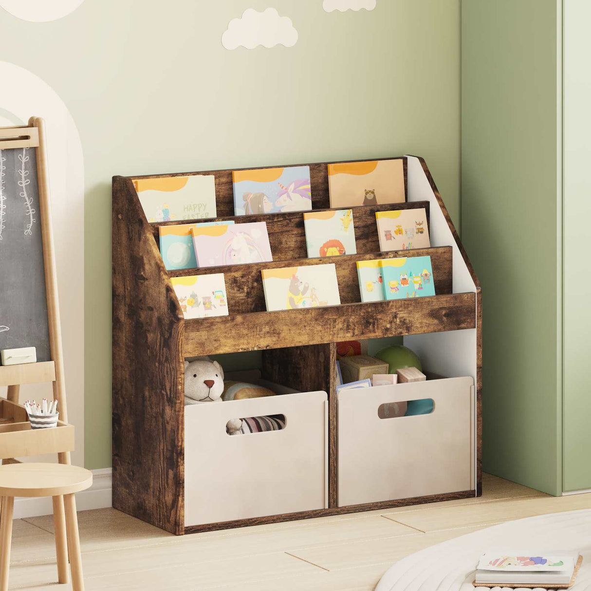vidaXL Kinderboekenplank Wit 72,5 x 29,5 x 69 cm Bewerkt hout