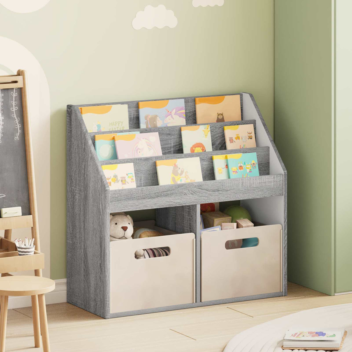 vidaXL Kinderboekenplank Wit 72,5 x 29,5 x 69 cm Bewerkt hout