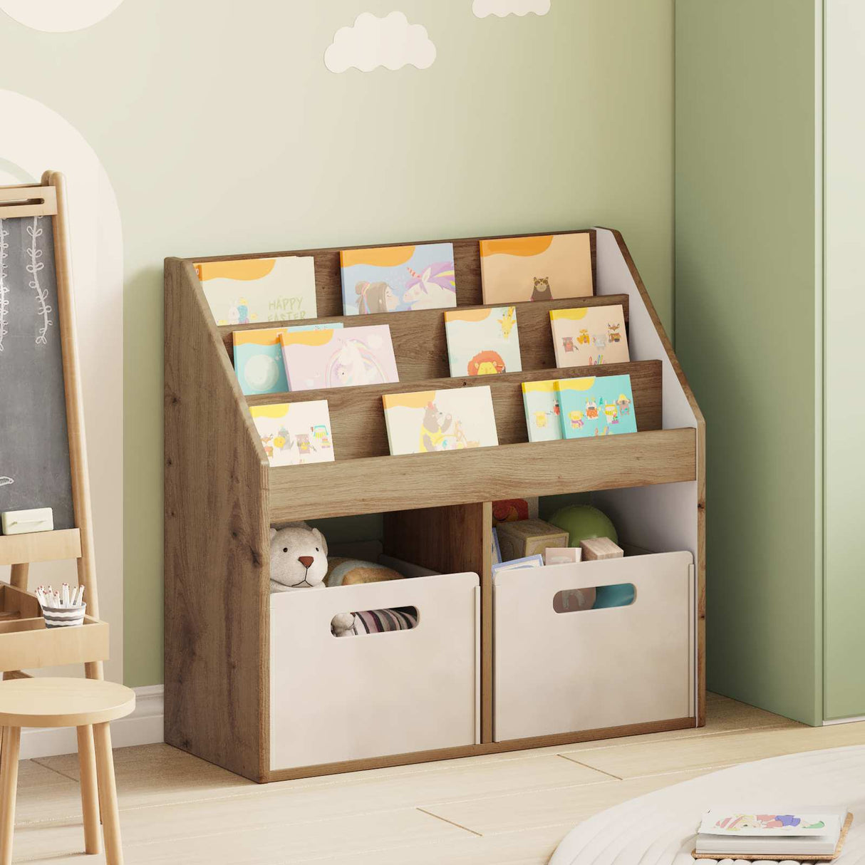 vidaXL Kinderboekenplank Wit 72,5 x 29,5 x 69 cm Bewerkt hout