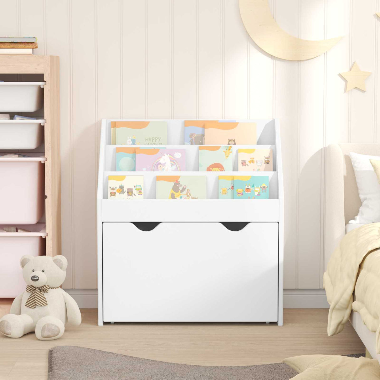 vidaXL Kinderboekenplank met lade Wit 60 x 29,5 x 69 cm Bewerkt hout