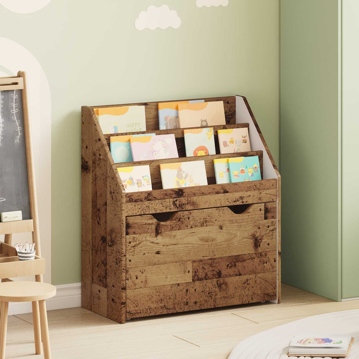 vidaXL Kinderboekenplank met lade Wit 60 x 29,5 x 69 cm Bewerkt hout